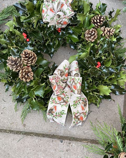 Robin holly Christmas wreath